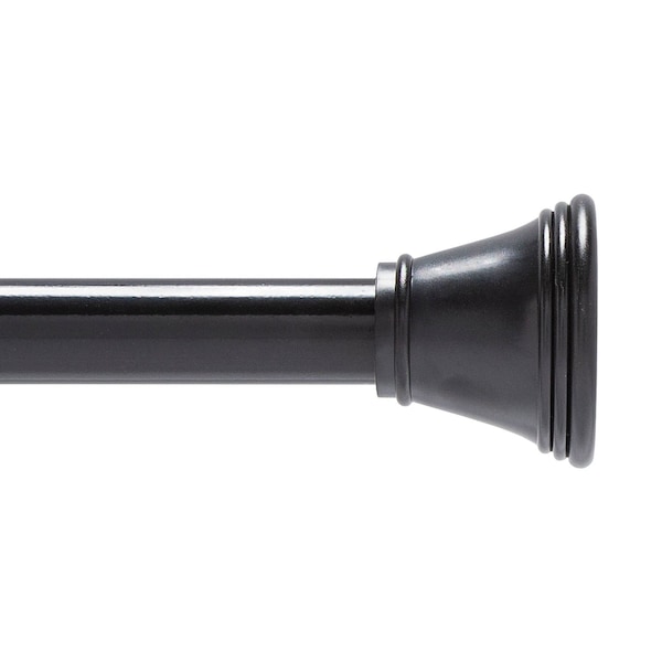 Kenney Mfg Twist & Fit No Tools Gloria Decorative Tension Shower Curtain Rod, 42-72in, Black KN909C/5HUS - main